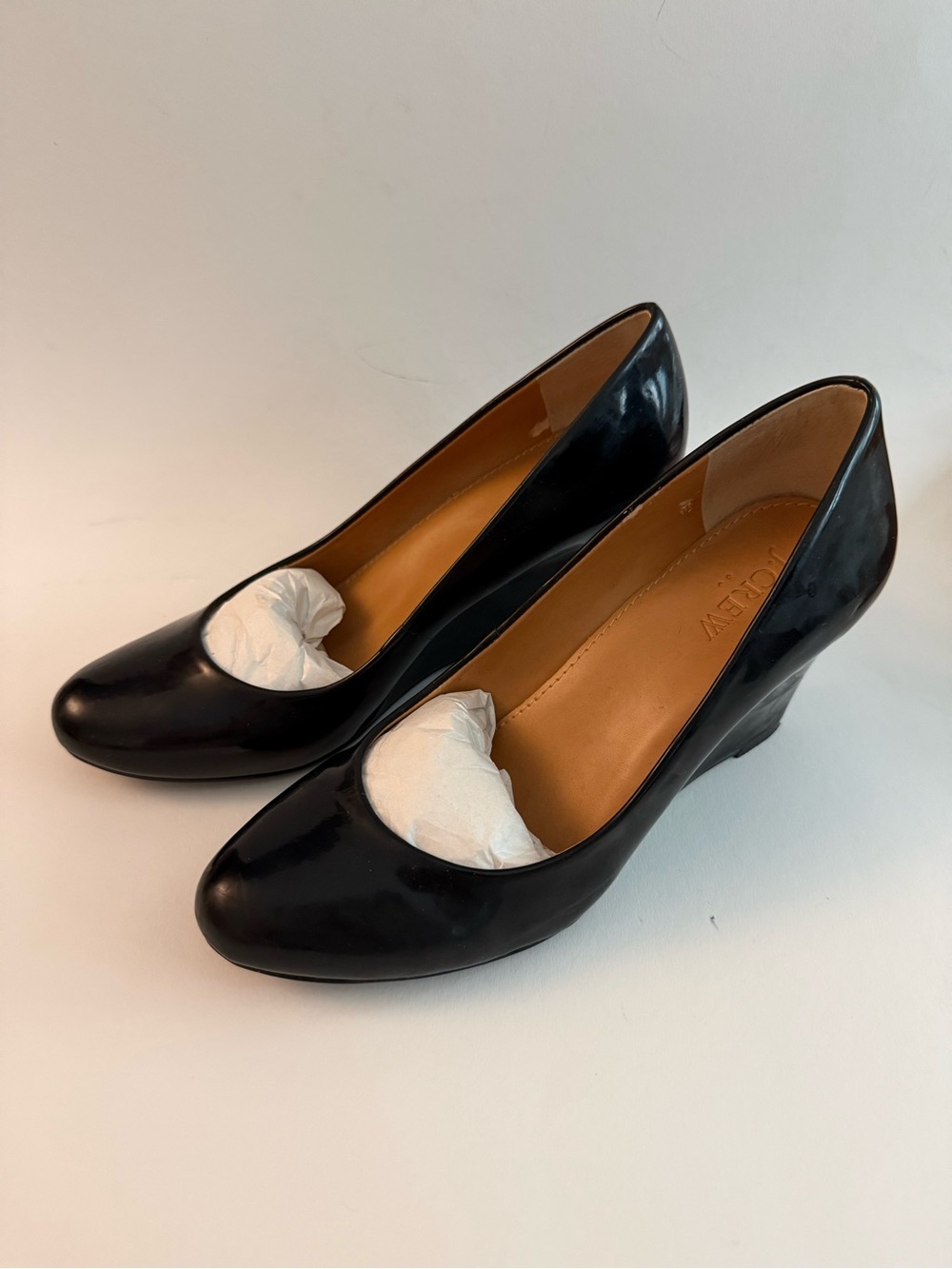 J Crew Martina Black Patent Wedge Pumps - Women's Dress Heels Size 8